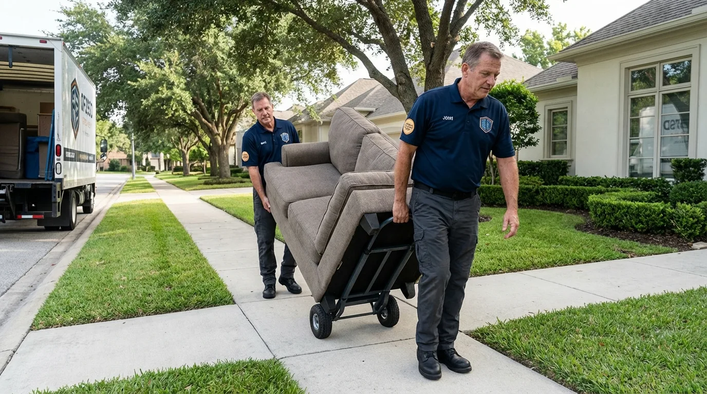 Local residential moving crew loading furniture in Verona, WI